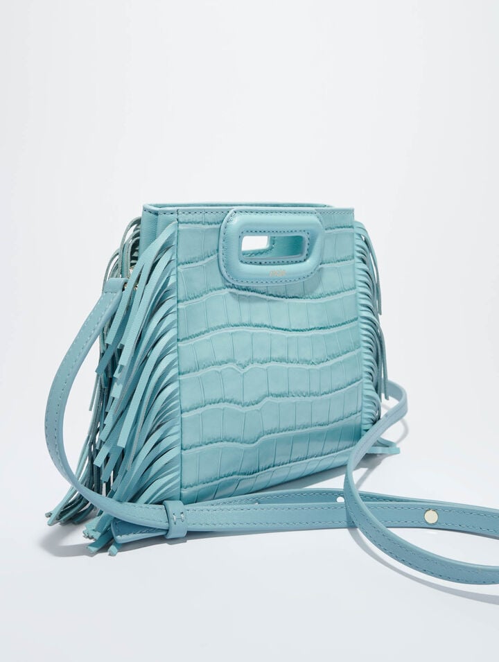 Mini embossed-leather M bag with chain