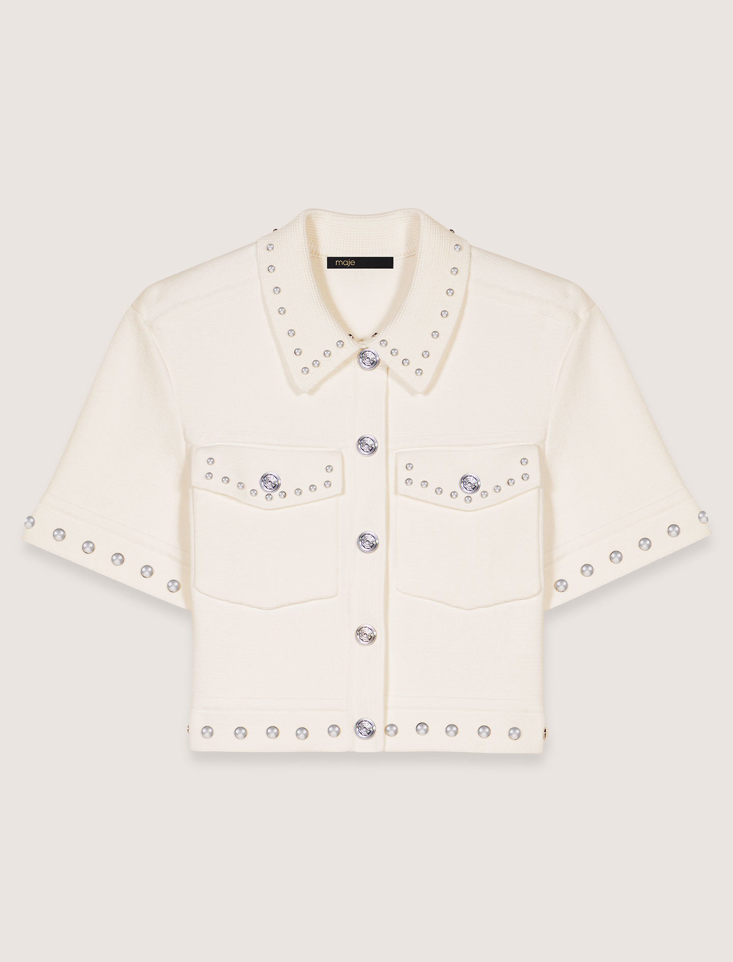 驚きの価格が実現！ For White cardigan cropped Studded Women Maje | テープ・マスキングテープ