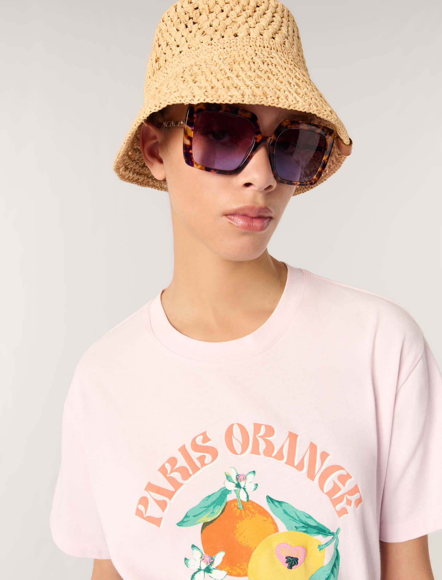 ★marie claire ★ Paris baguette print t-shirt Spiral print T-shirt blue For Women | Sandro Paris