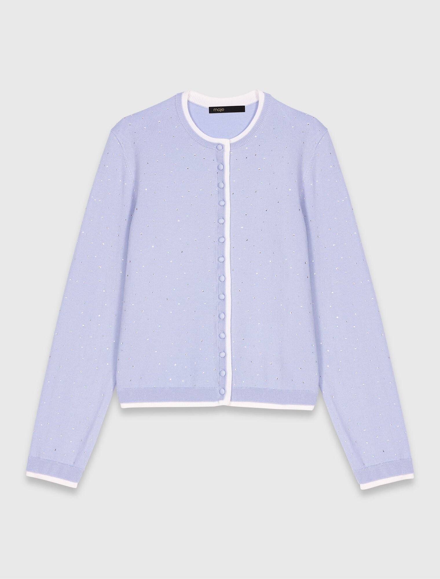 Knit cardigan with rhinestones