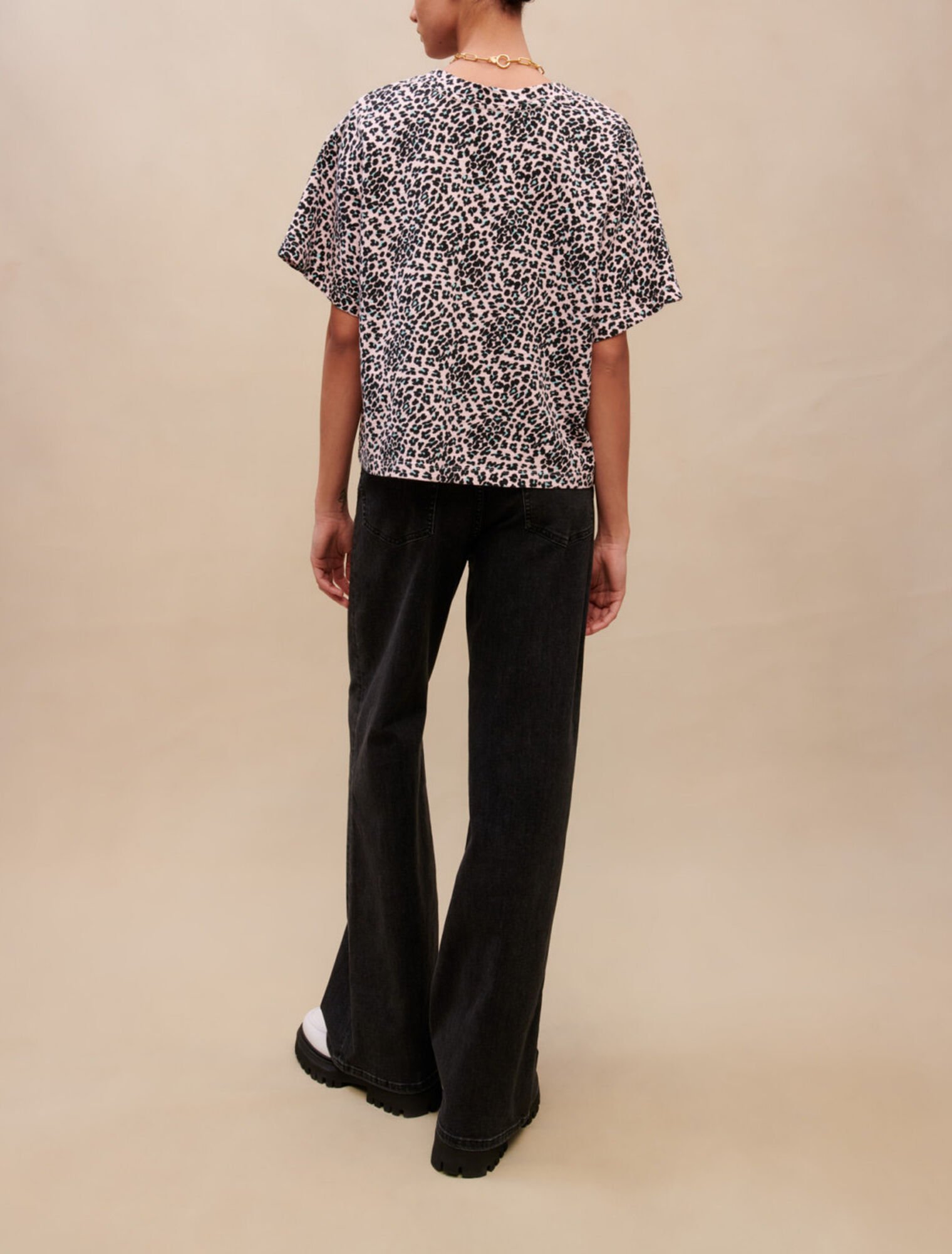 Leopard-print cotton T-shirt