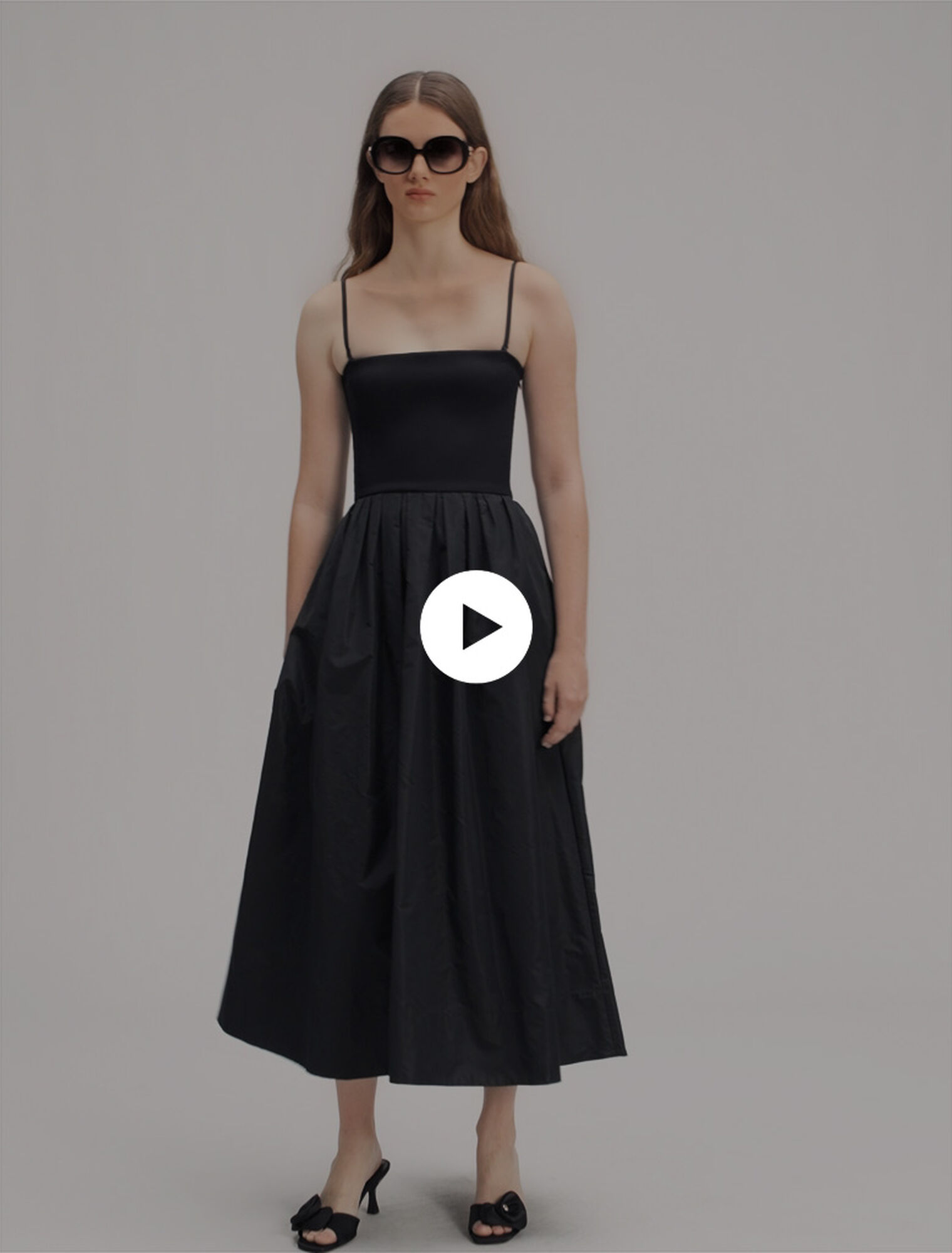 Strapless mesh and taffeta dress