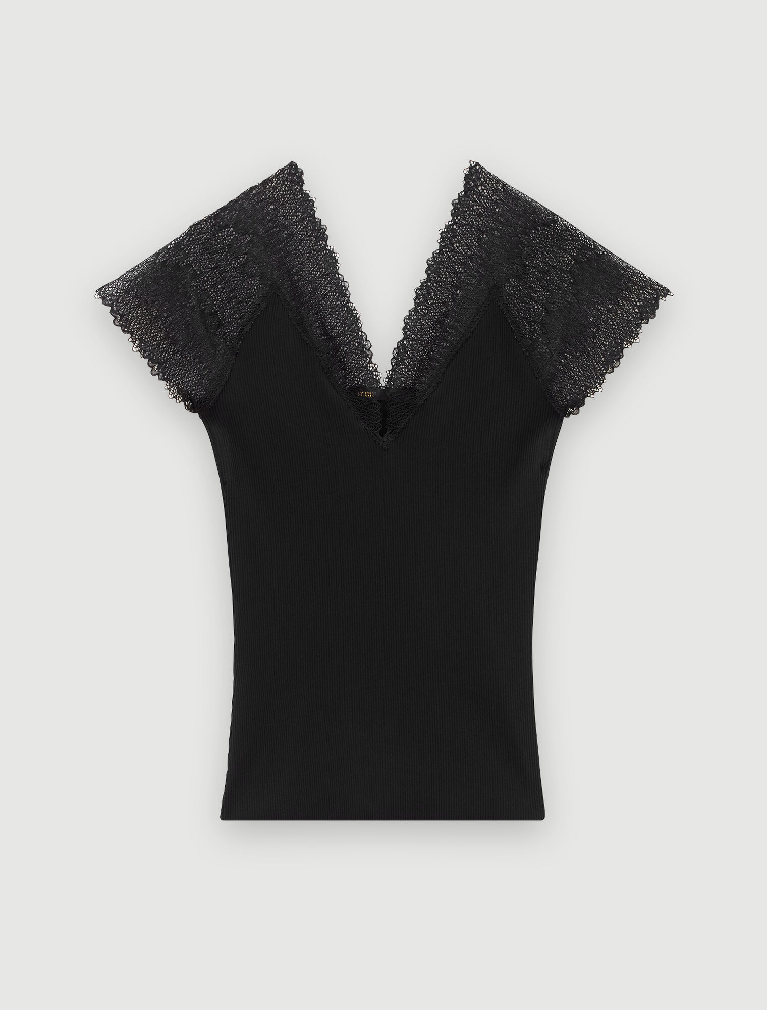 Jersey top with lace trim