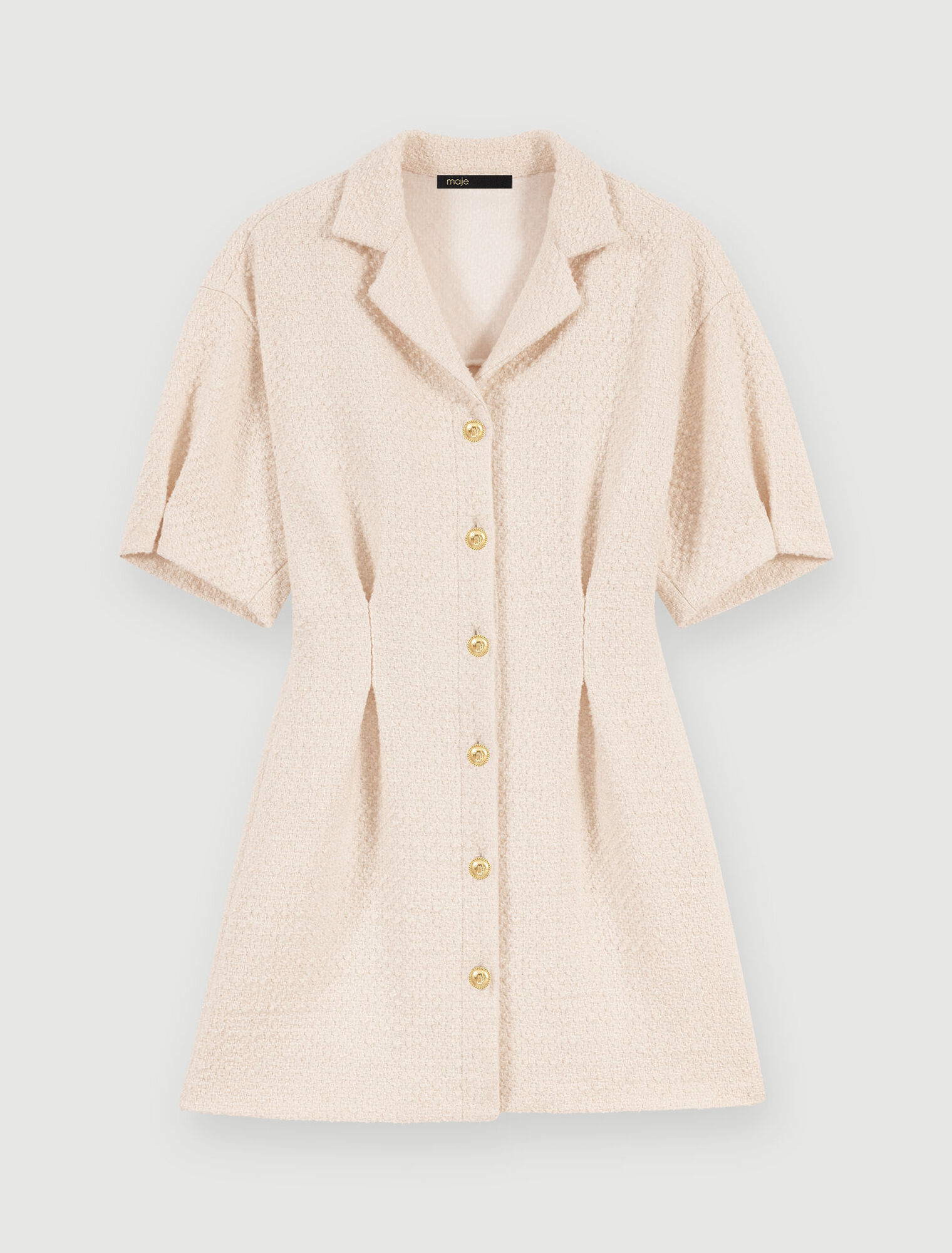 White buttoned tweed dress