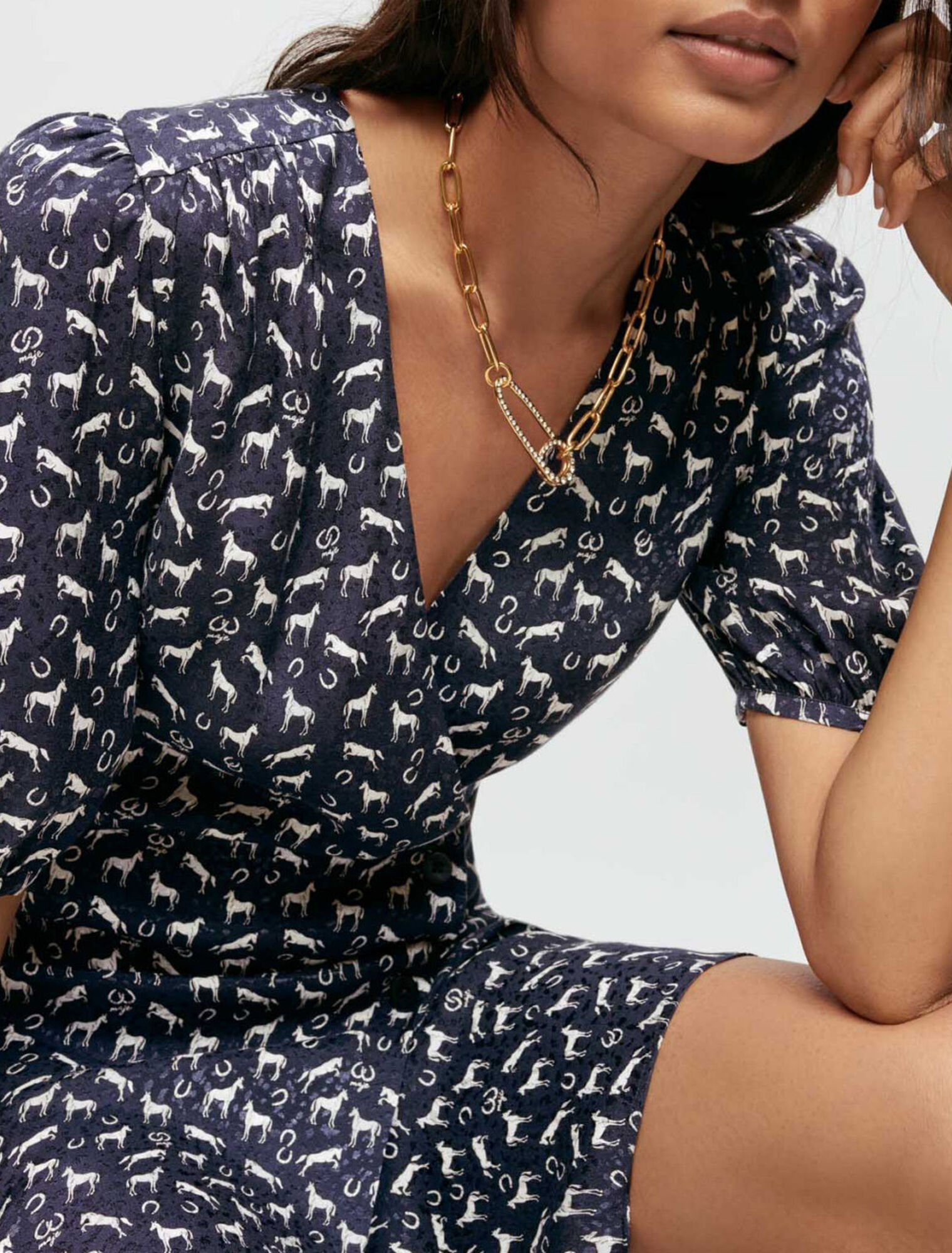 Horse print jacquard dress