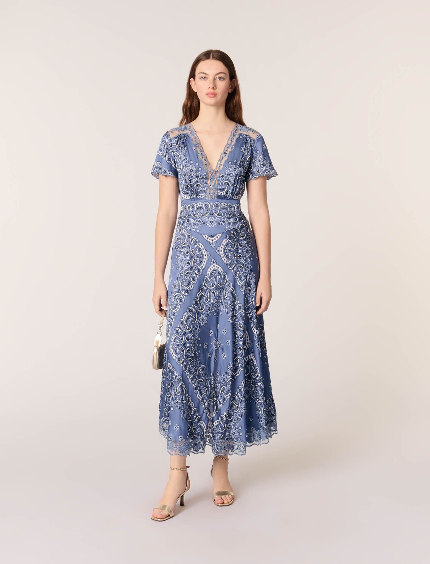 ❤️maje2022新作 新品 長袖 ブルーブラウス 綺麗上品