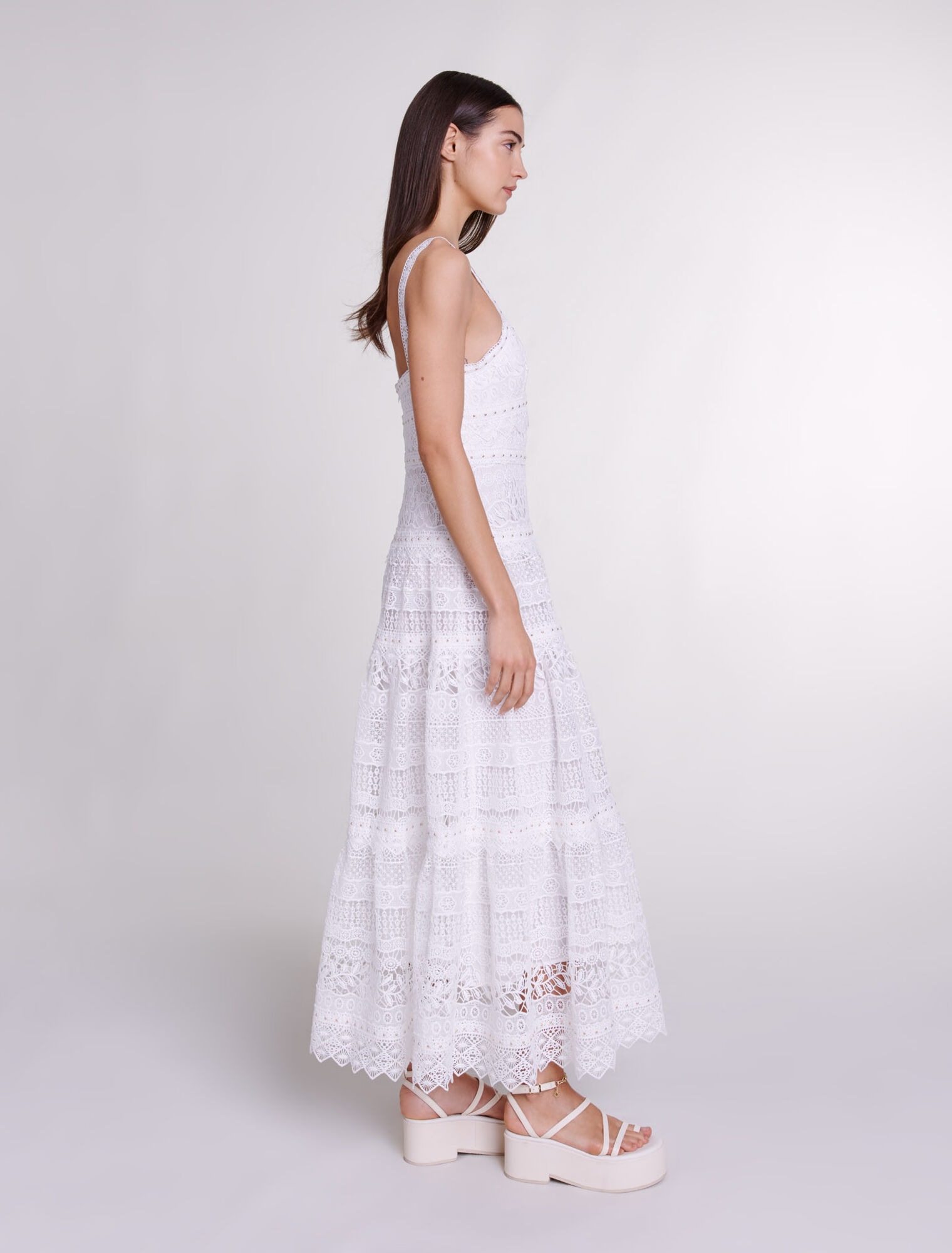 Crochet-knit maxi dress