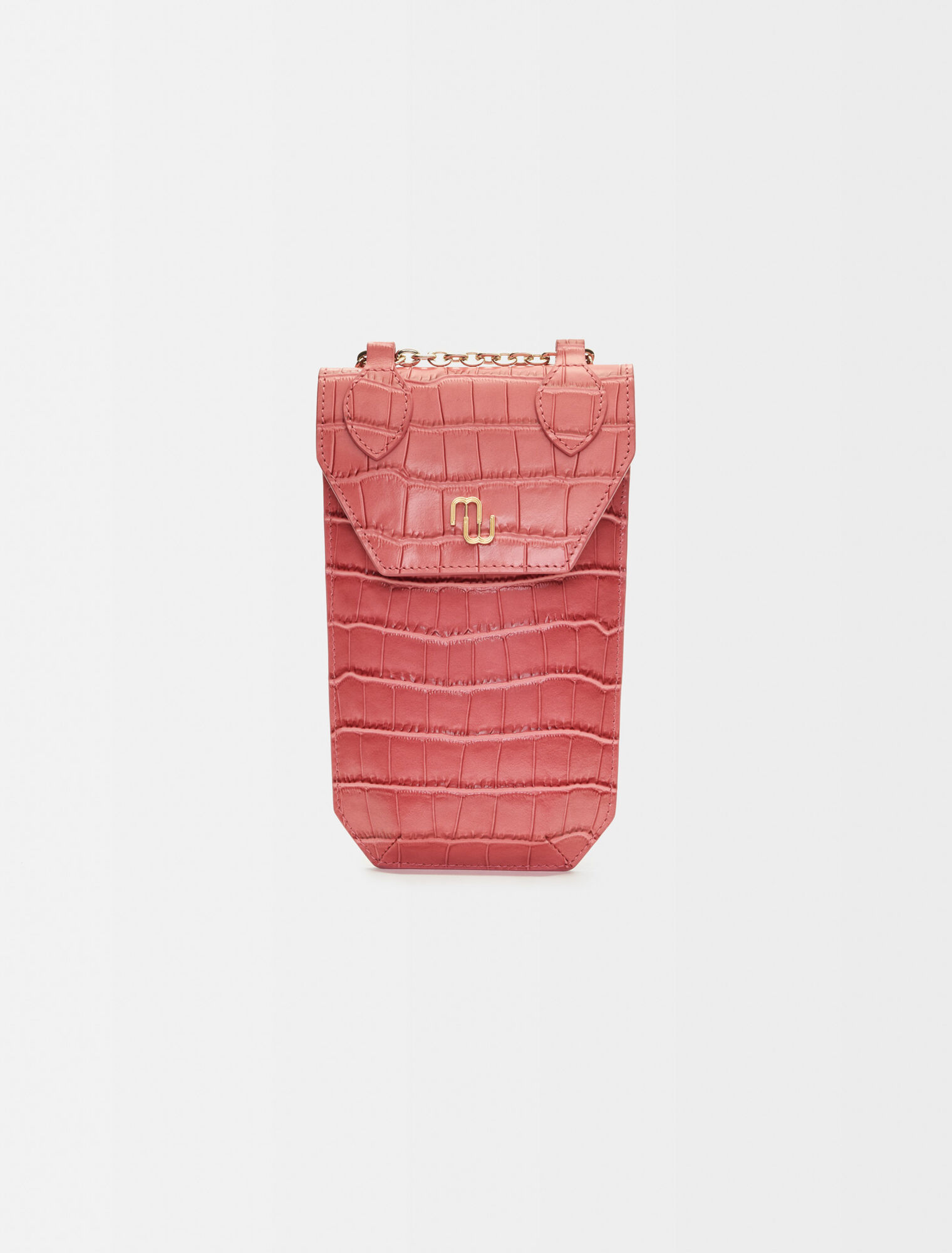 Croco embossed leather phone holder