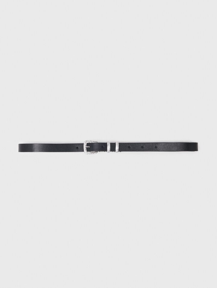 Slim belt with diamanté buckle