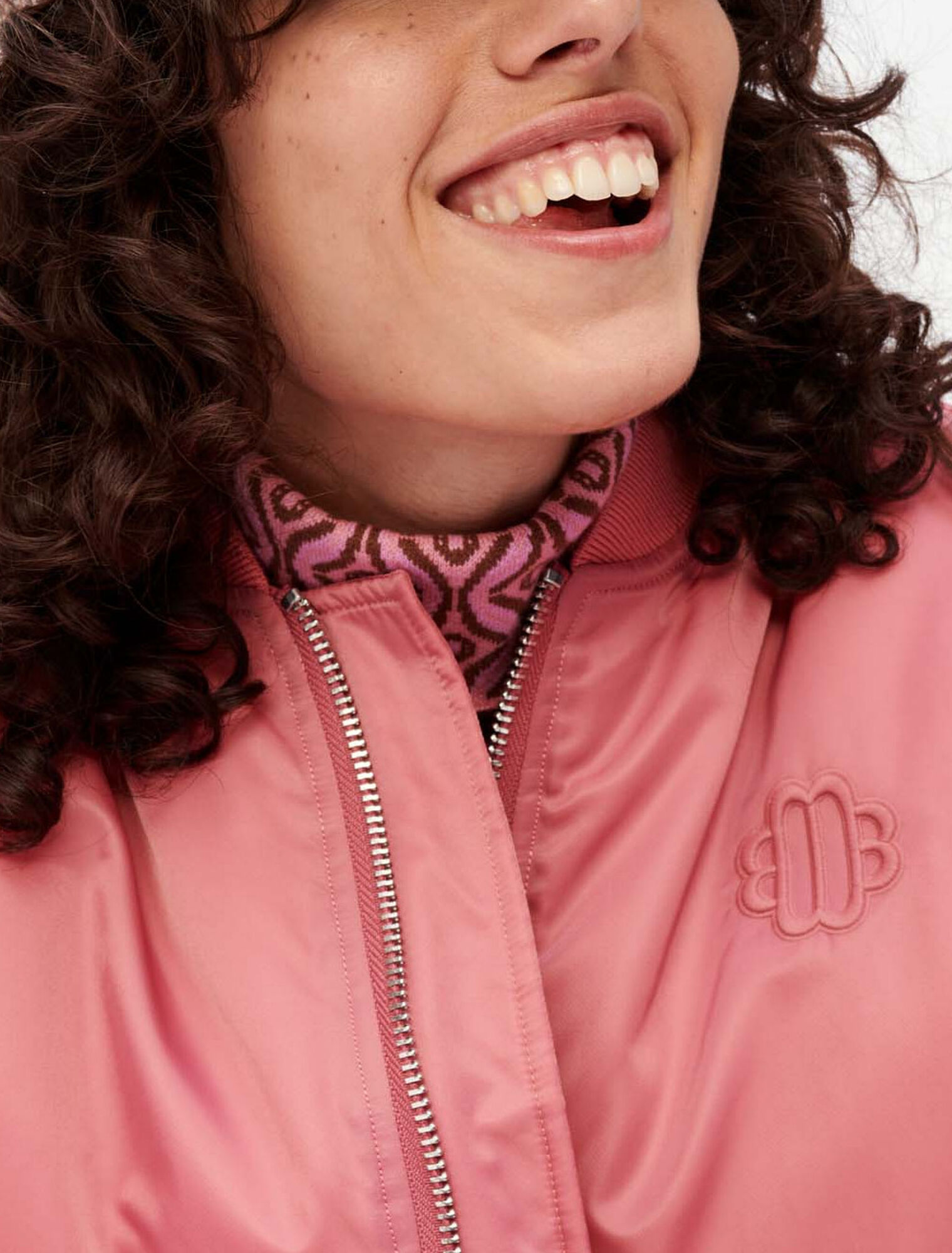 Oversized rosewood bomber jacket