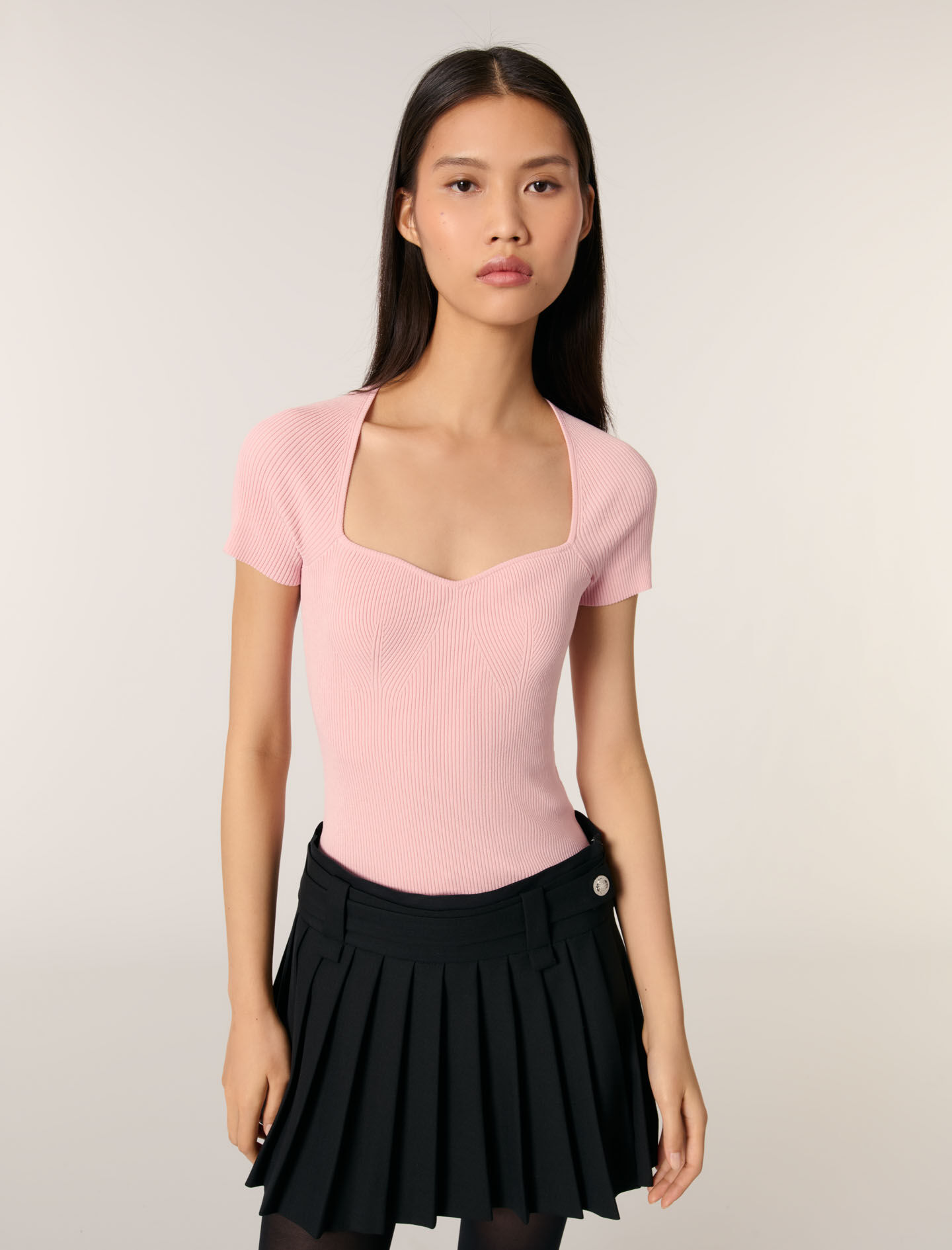 Rib knit top Pink For Women | Maje