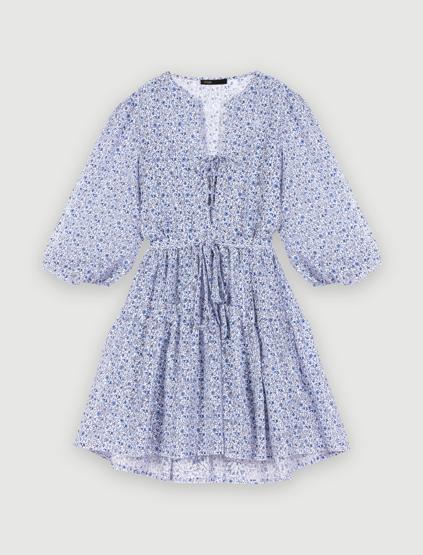 Blue belted baby doll dress