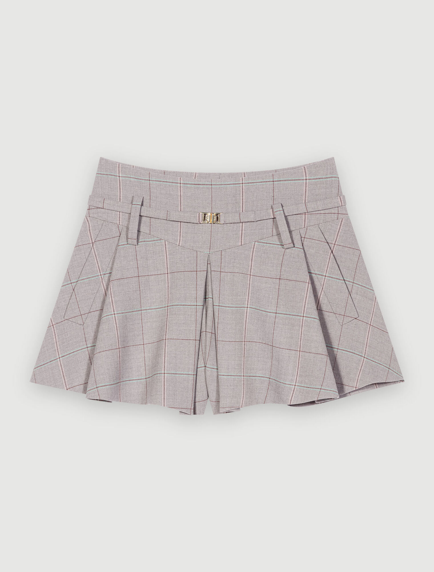 Grey checked mini shorts