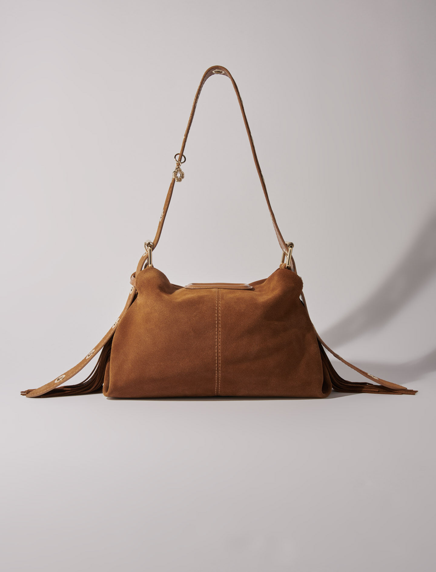 Maje Suede Miss M Bag Camel