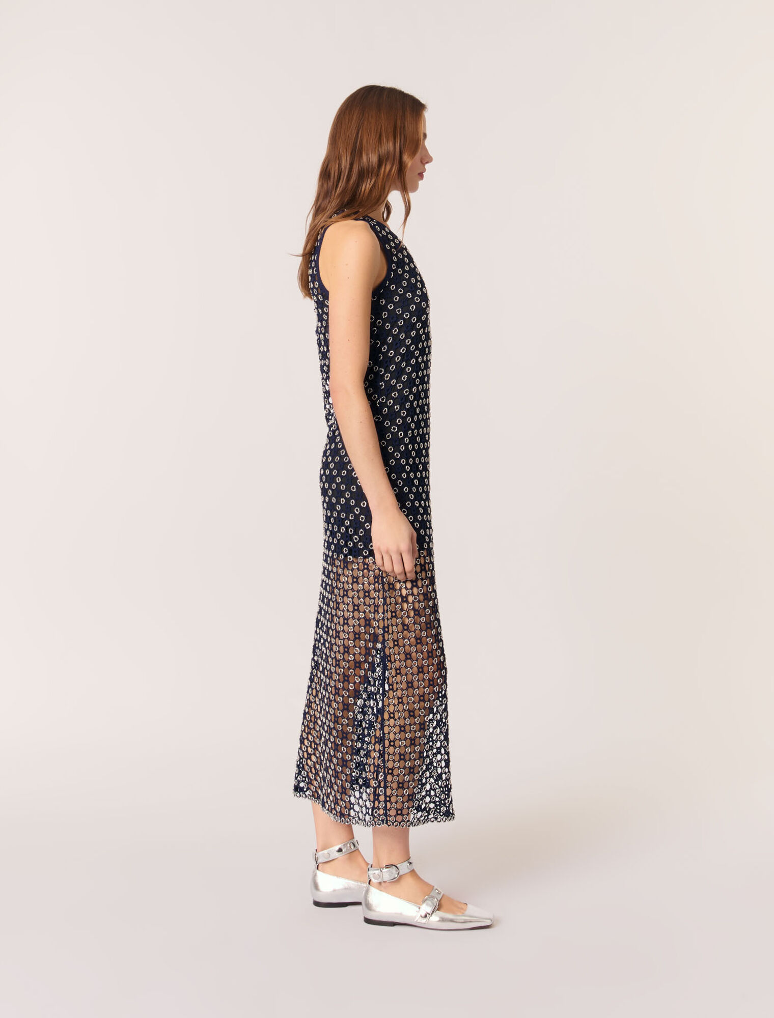 Beaded crochet maxi dress