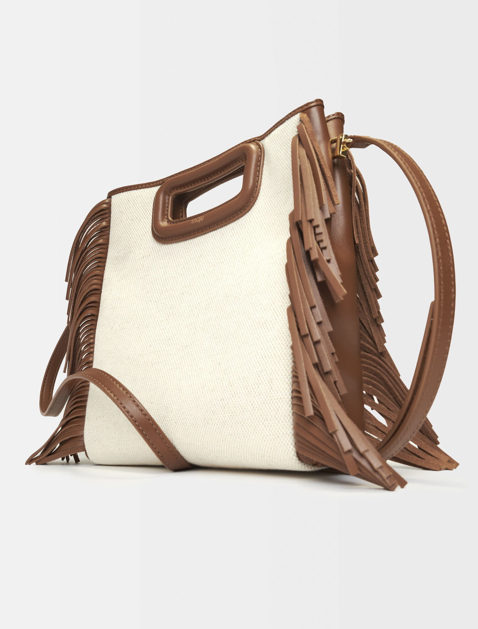 Leather and material mix M bag