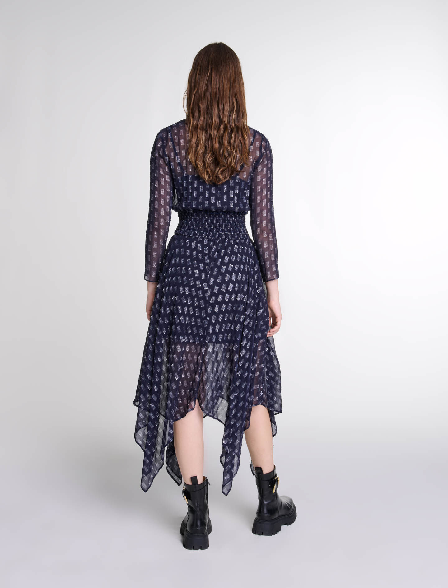 Asymmetrical floral maxi dress Blue For Women | Maje