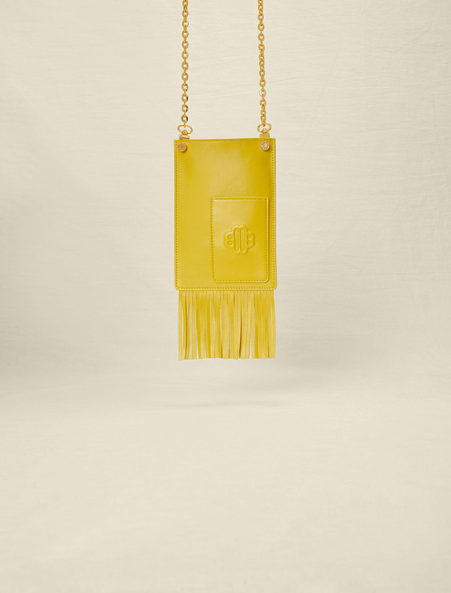 Leather fringe phone bag