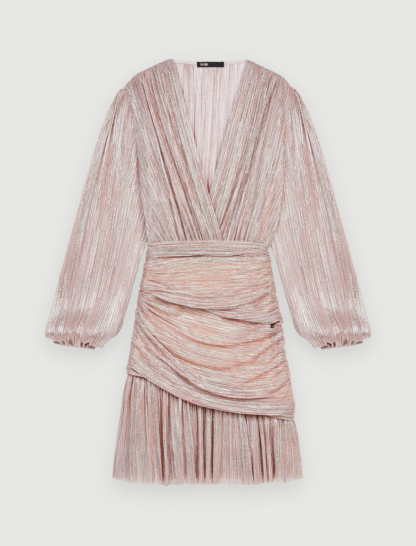 Lurex draped dress Pink For Women | Maje