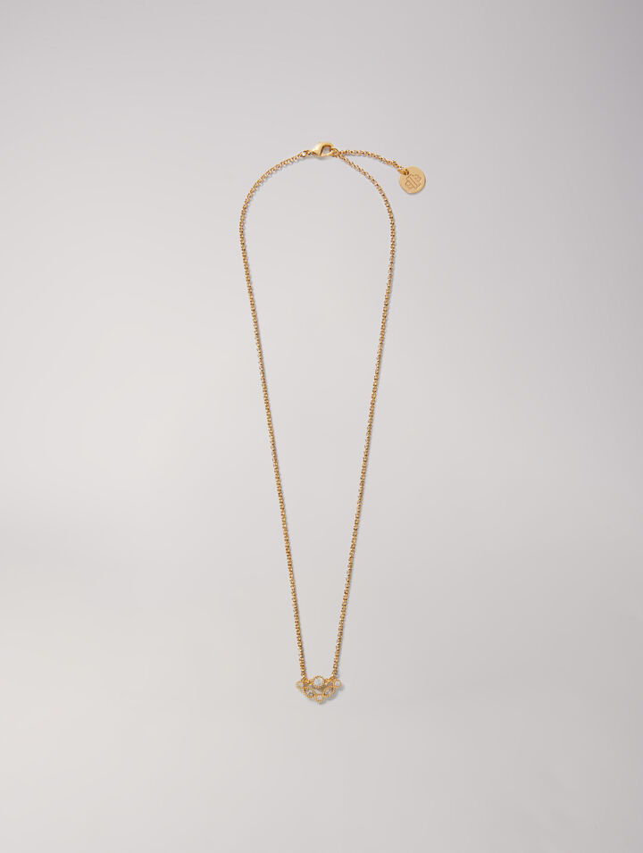 Gold-tone necklace with rhinestones