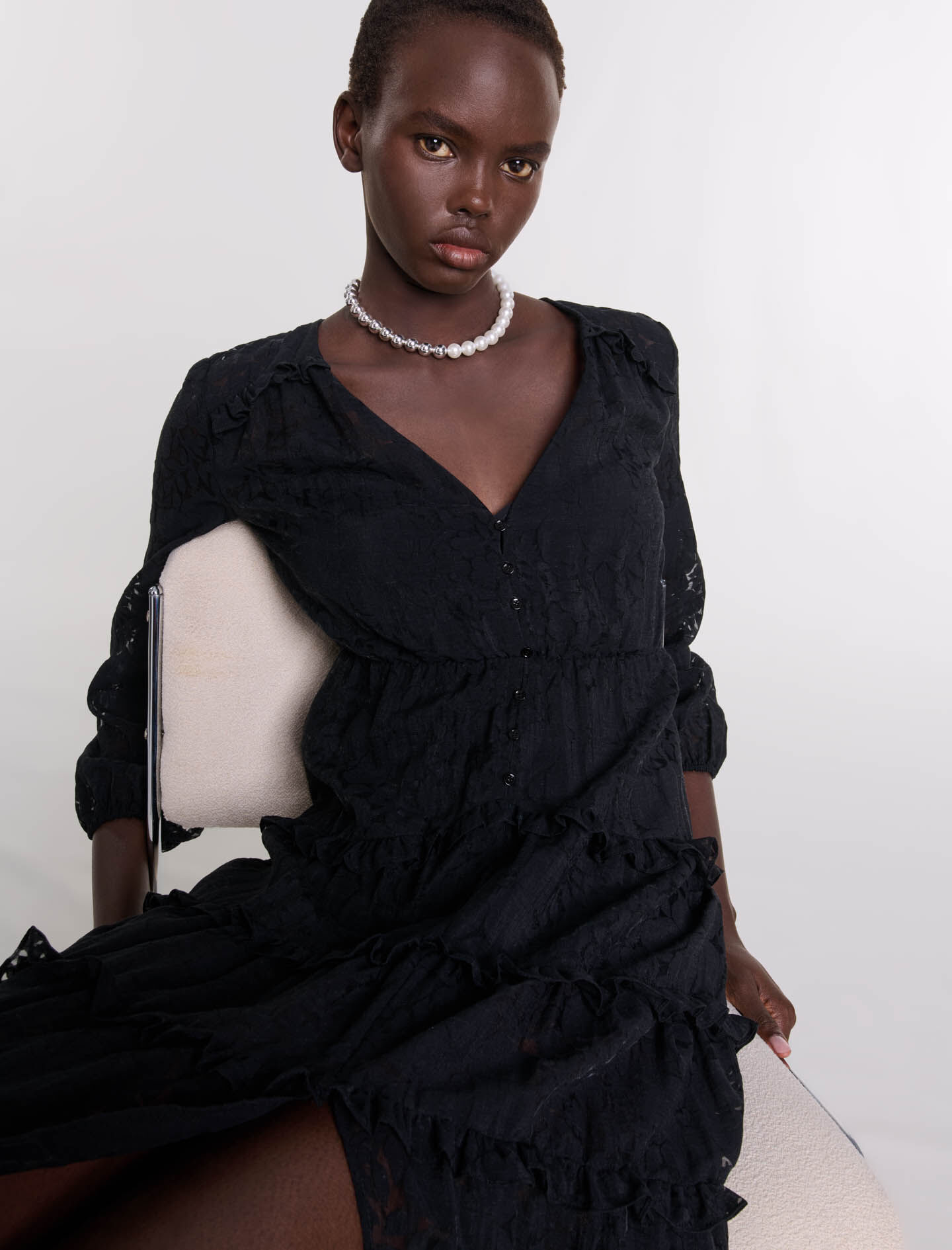 ワンピース andmary Sophia frill set dress black ANDMARY】Sophia frill set dress