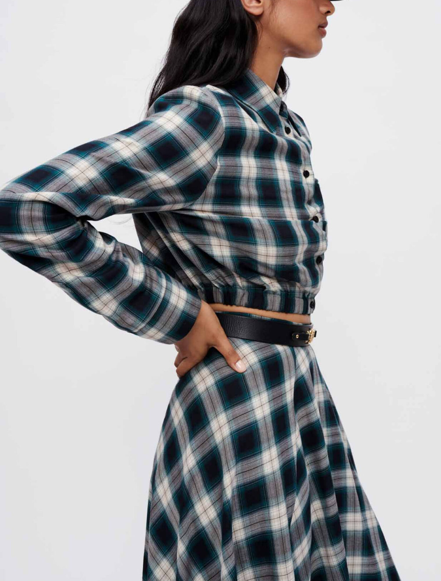Cotton check cropped shirt