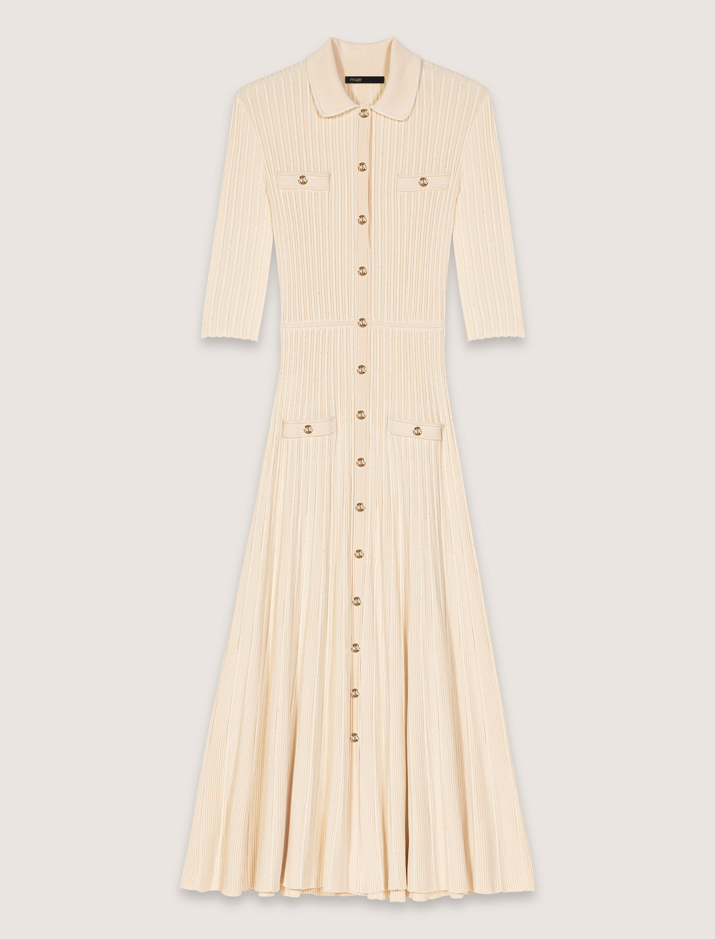 MAJE [マージ] Sequin Knit Midi Dress Sequin knit midi dress Natural For Women | Maje