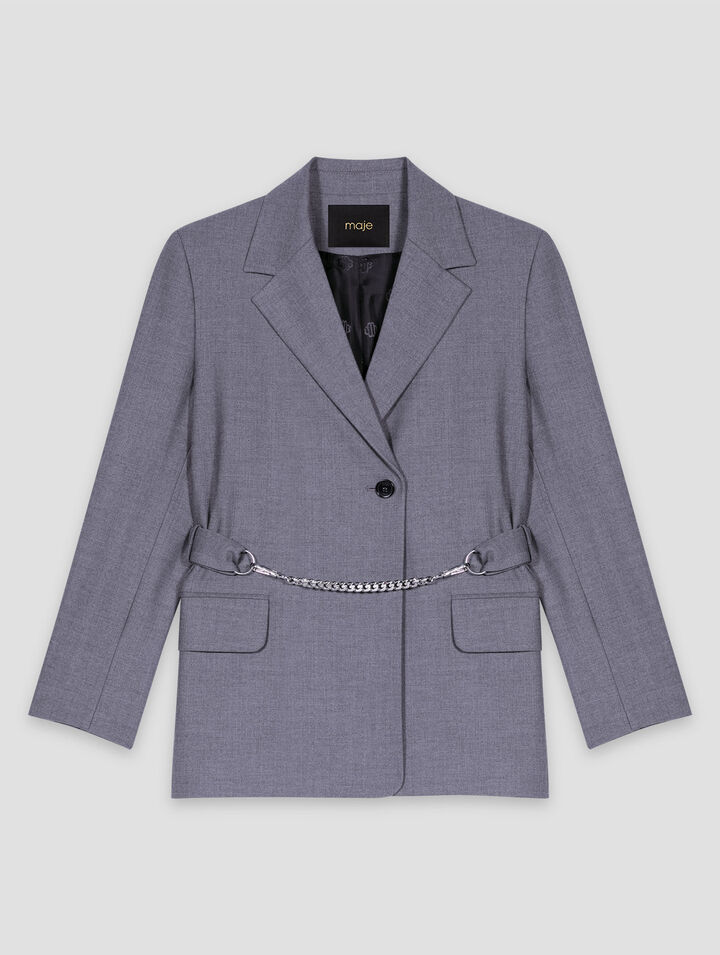 Suit jacket with chain belt