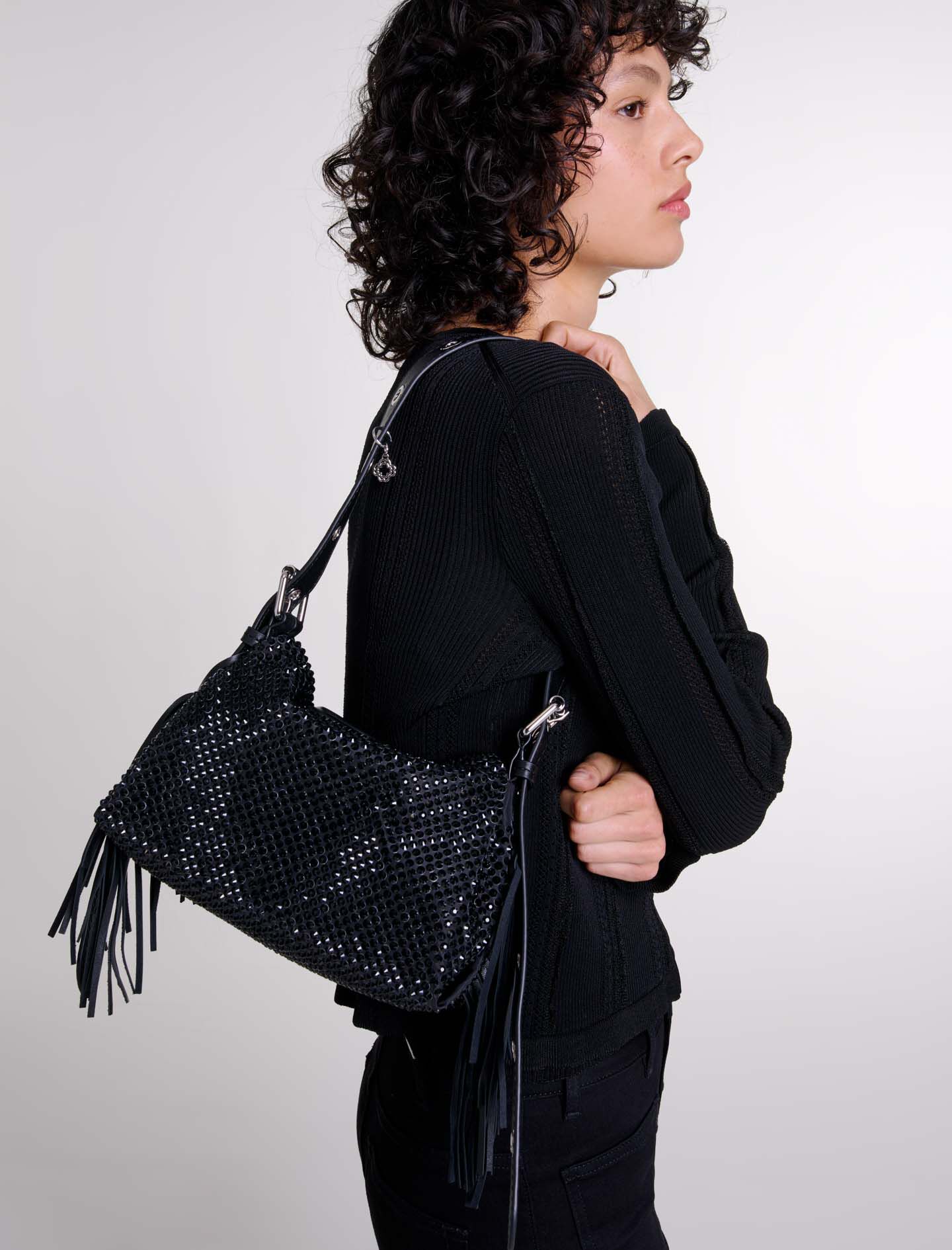 Crackled leather Miss M Mini bag Red For Women | Maje