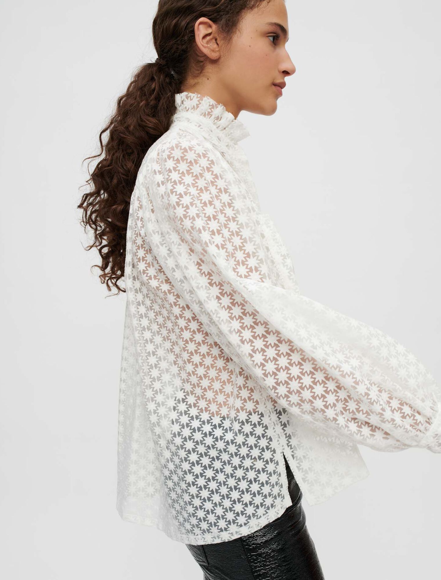 Fully embroidered floral shirt