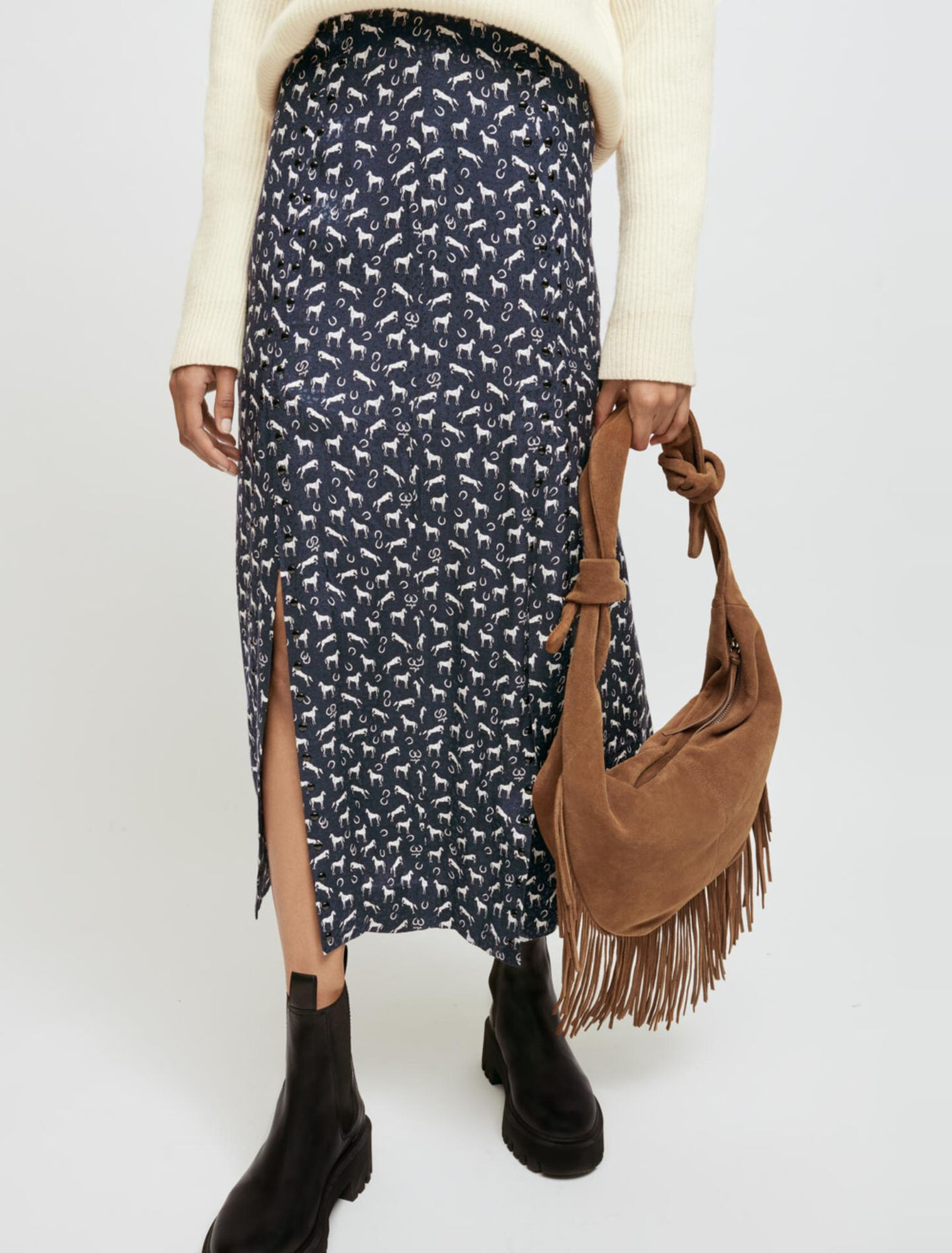 Horse stud print jacquard skirt