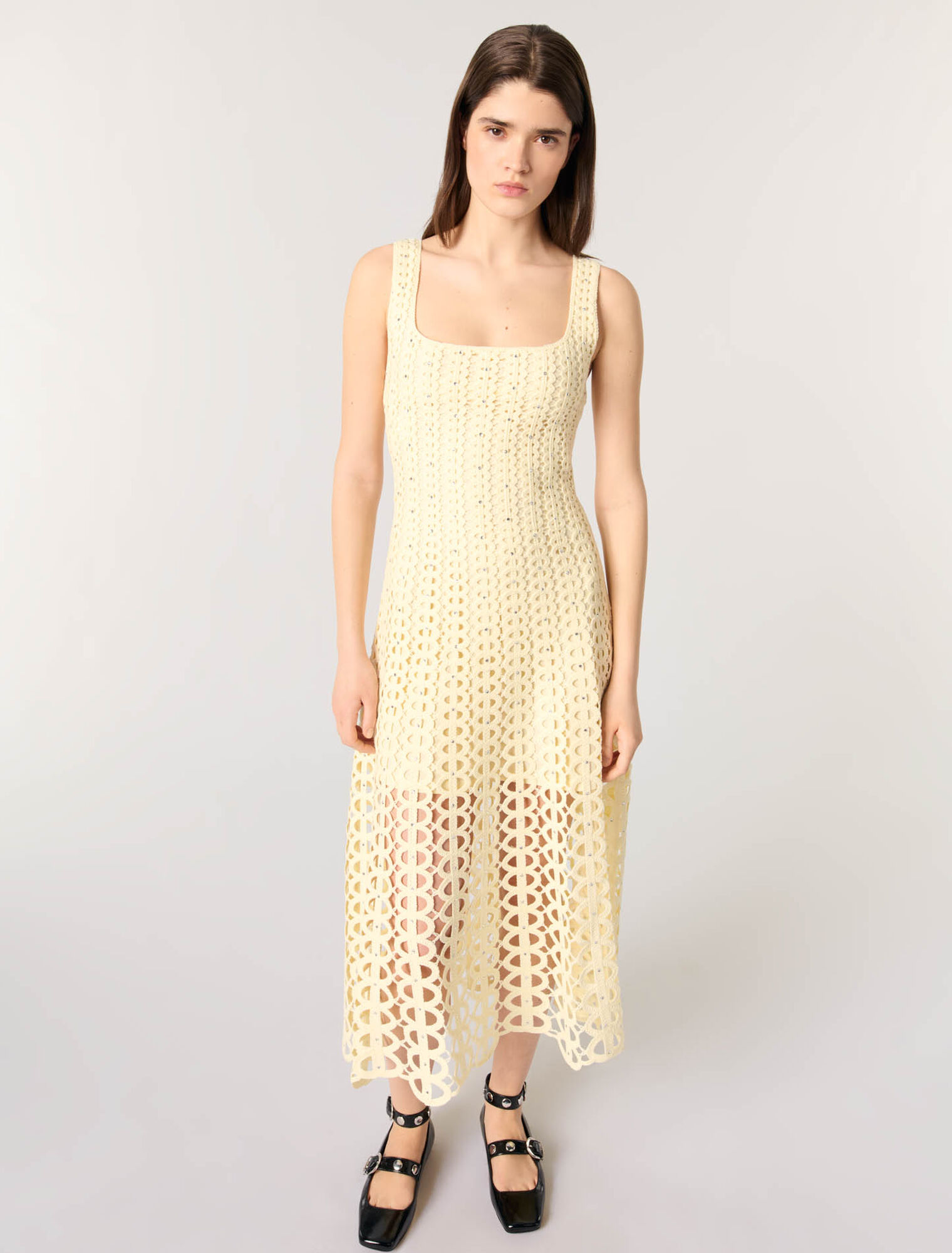 Rhinestone crochet maxi dress