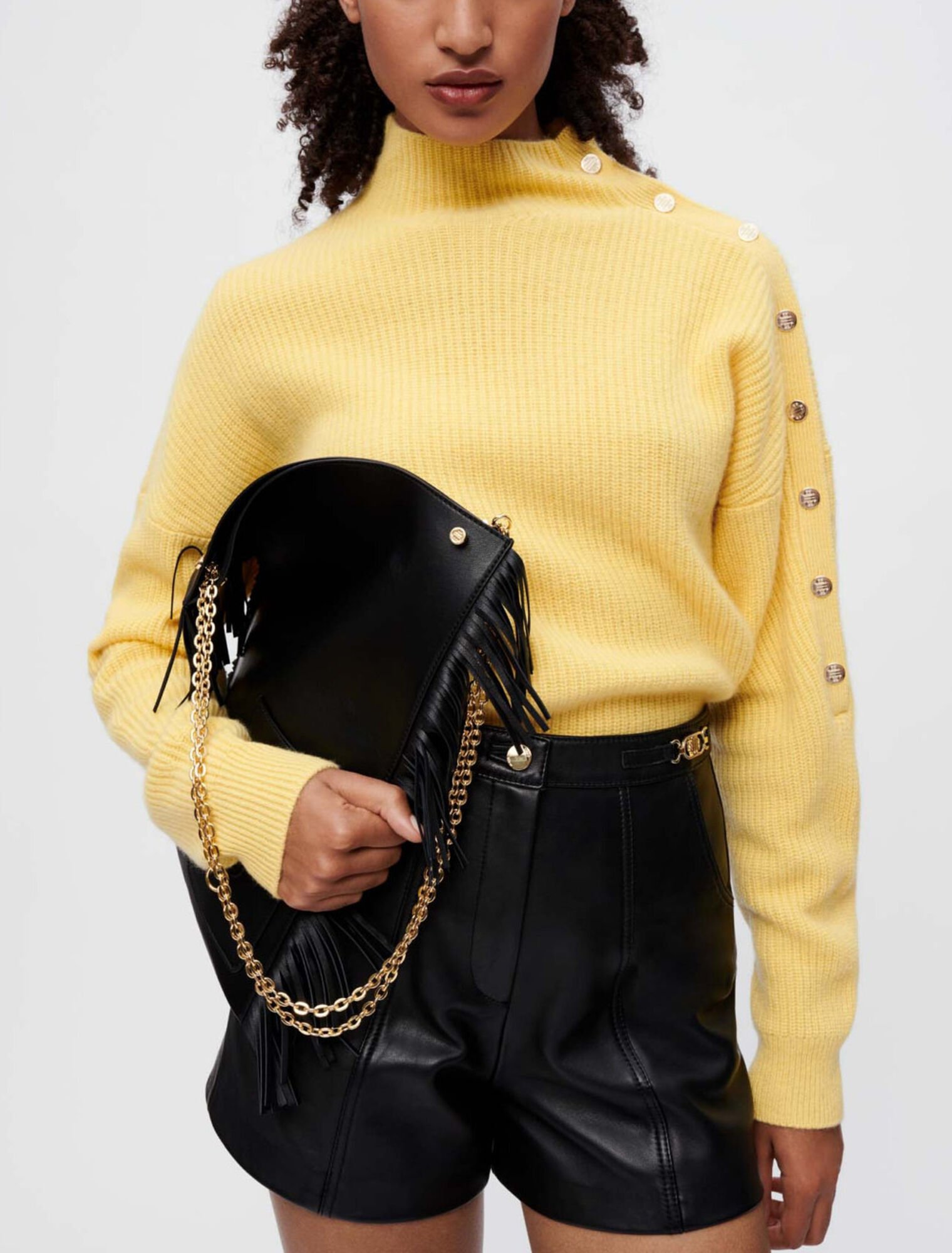 Leather shorts with gold-tone hardware