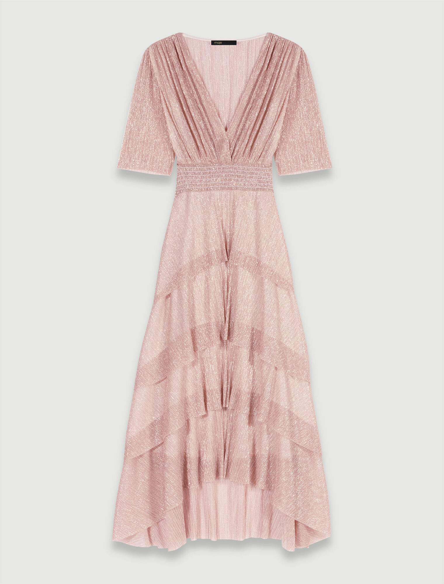 Long ruffled lamé dress