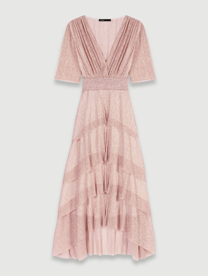 Long ruffled lamé dress