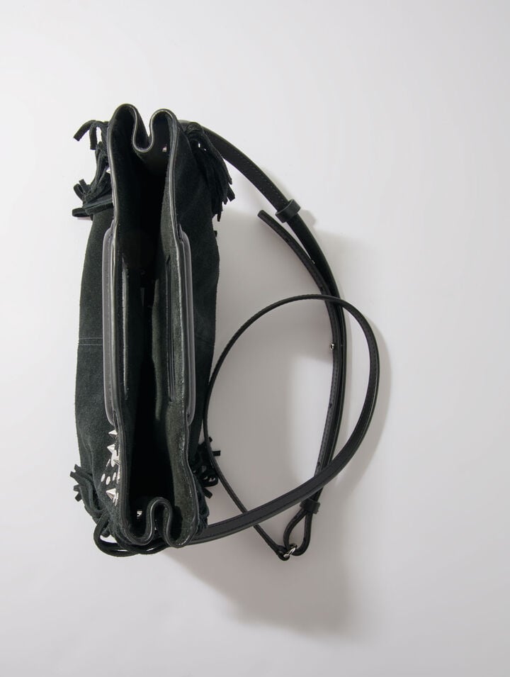 Fringed leather M bag