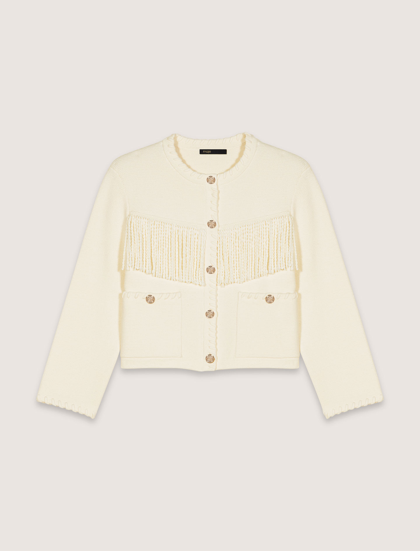 Fringed cardigan White For Women | Maje