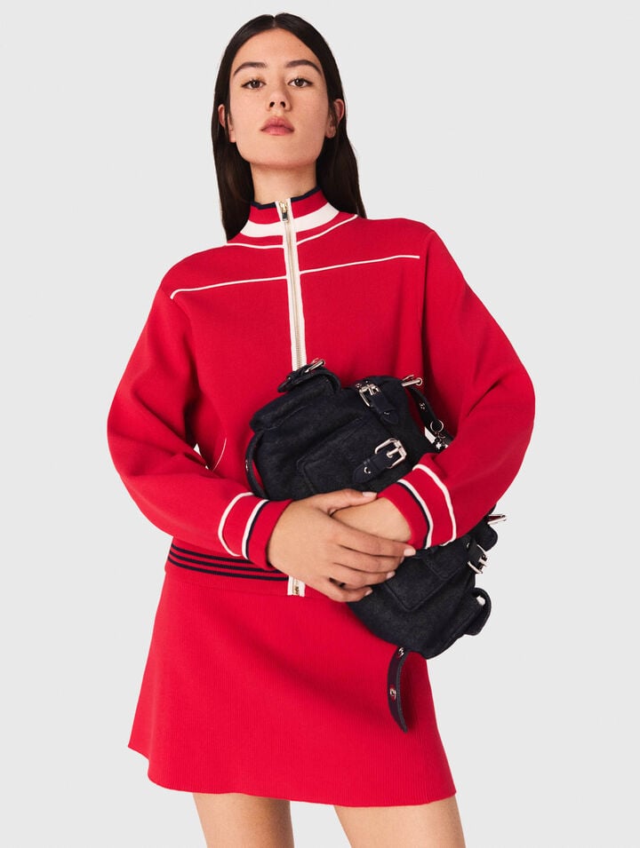 Zipped cardigan with elastic waist