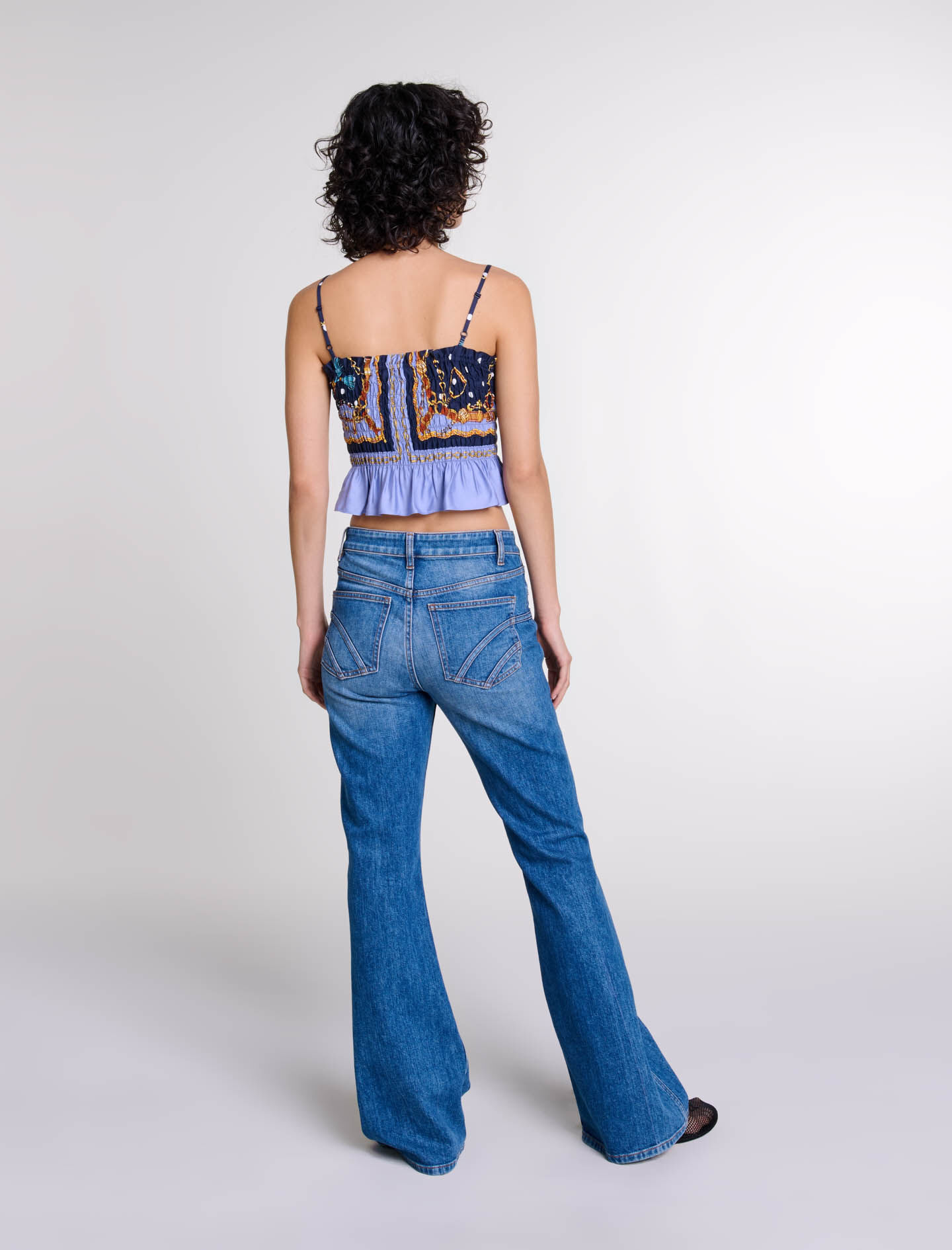 Embroidered flared jeans Blue For Women | Maje
