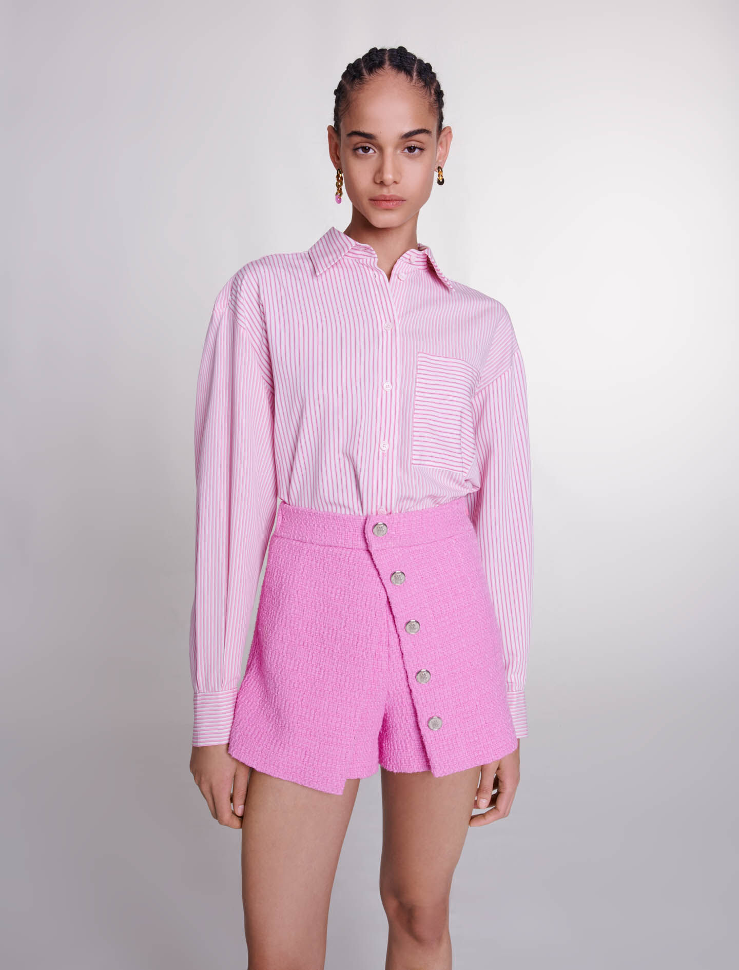 Long stripy shirt Pink For Women | Maje
