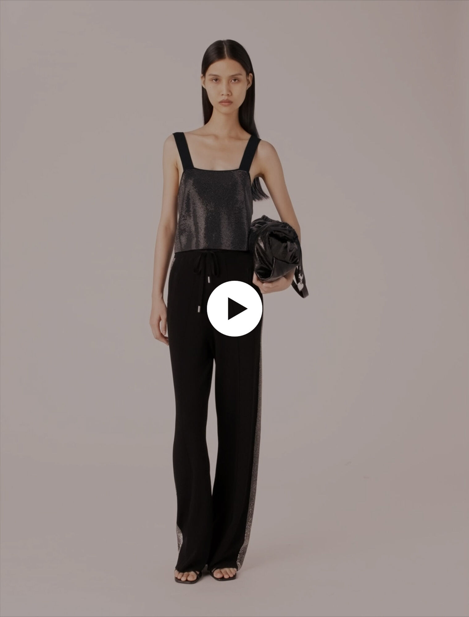 Strappy diamanté knit top