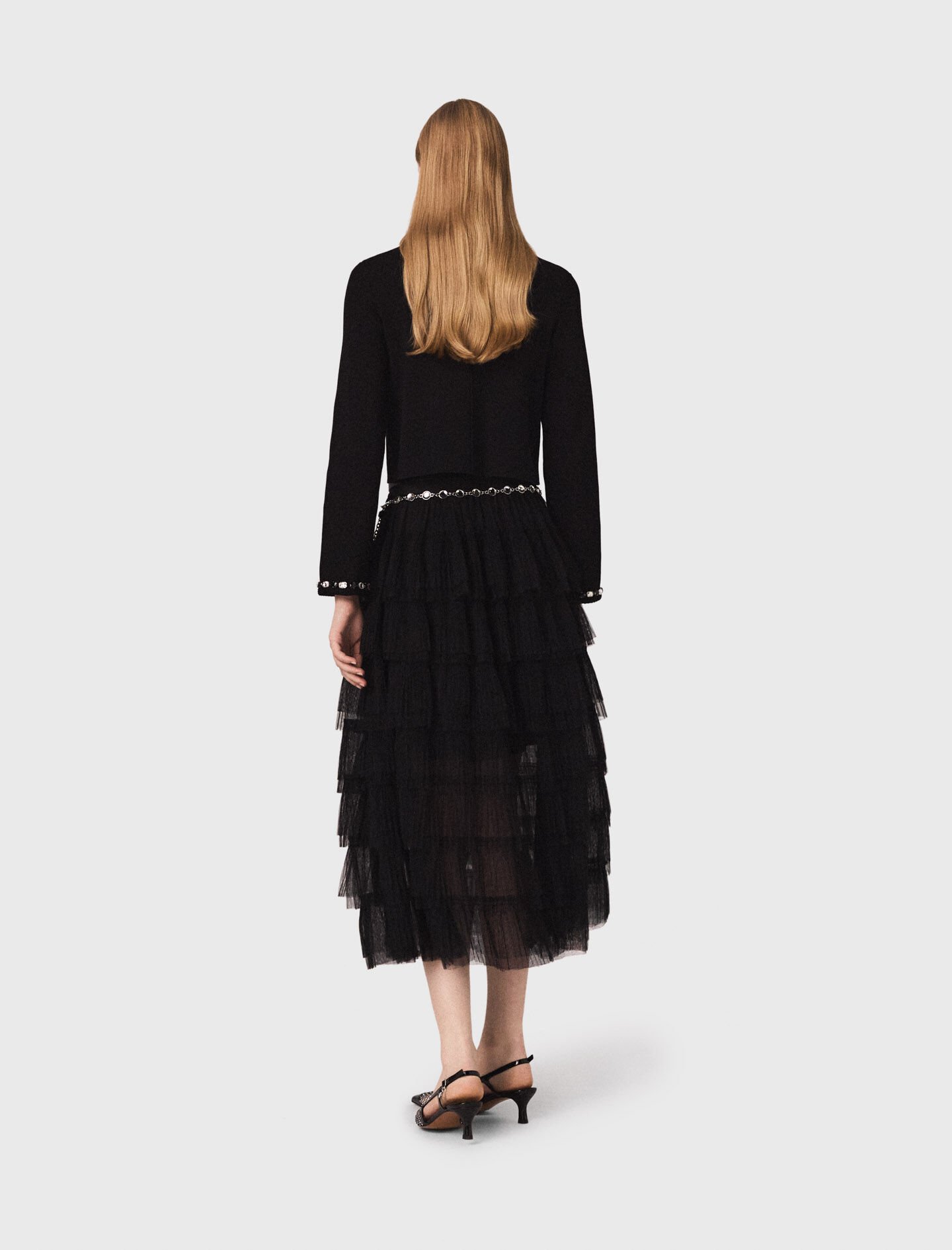 Cropped jewellery detail cardigan Black / Gray For Women | Maje