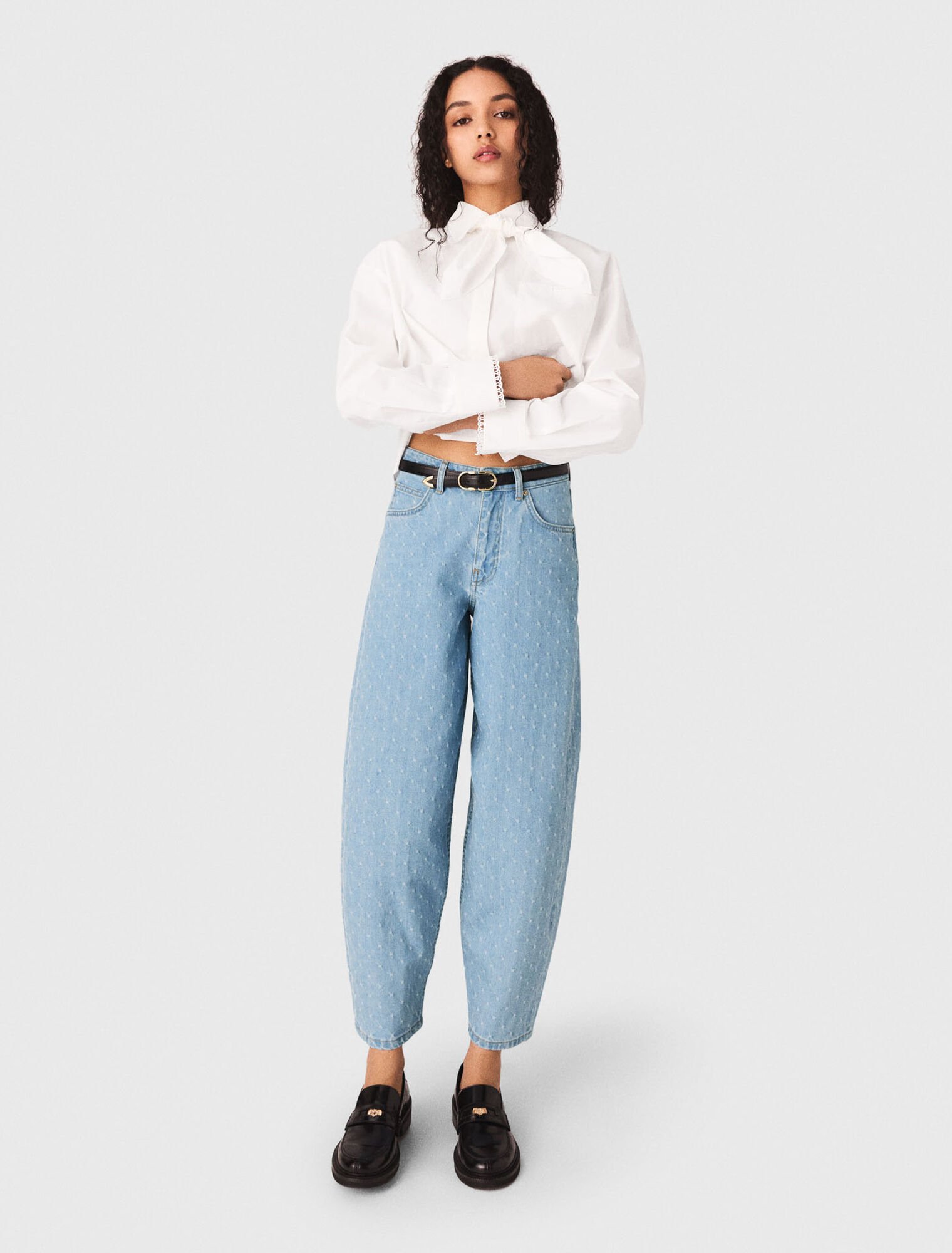 Textured balloon jeans