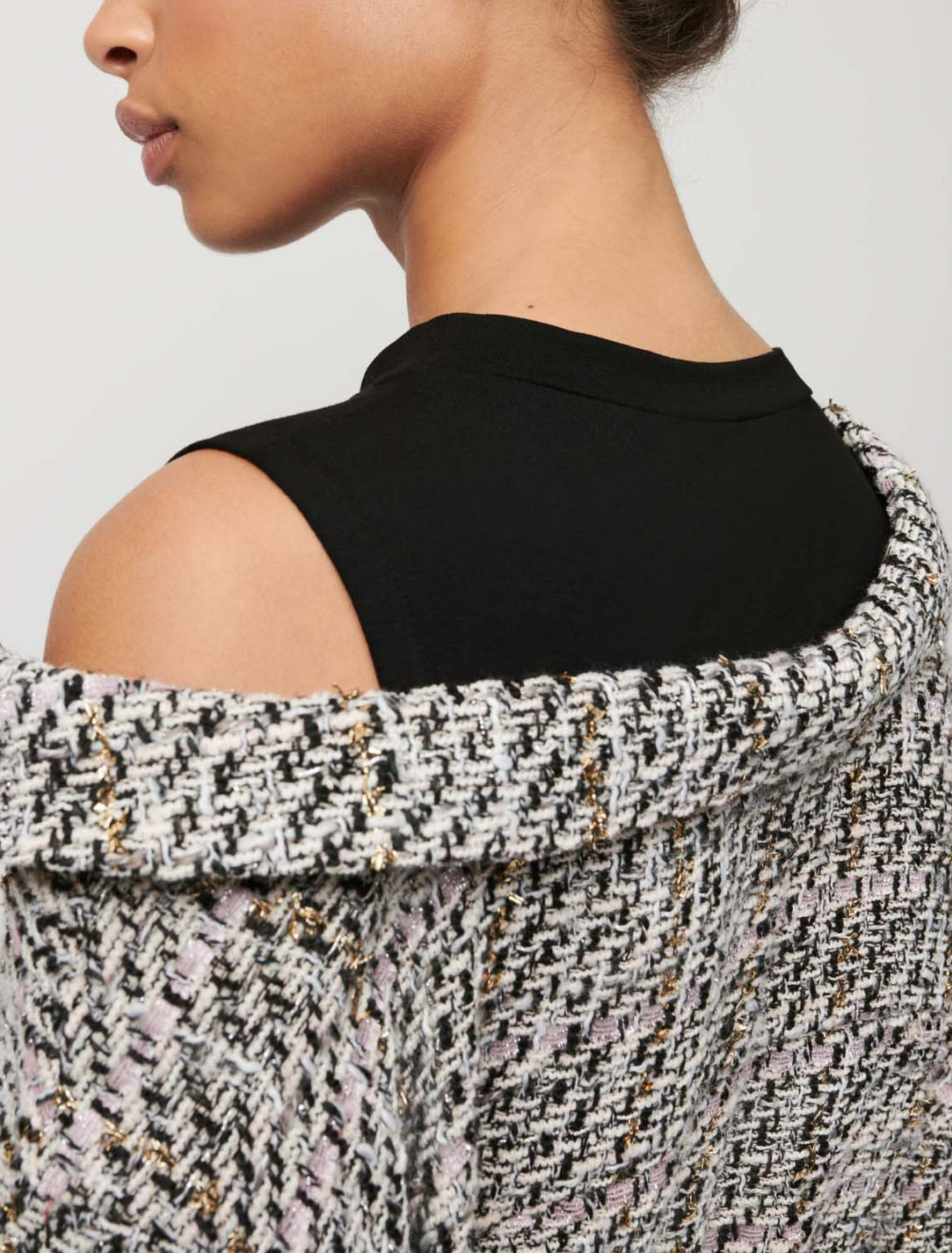 Trompe-l'oeil tweed shirt dress