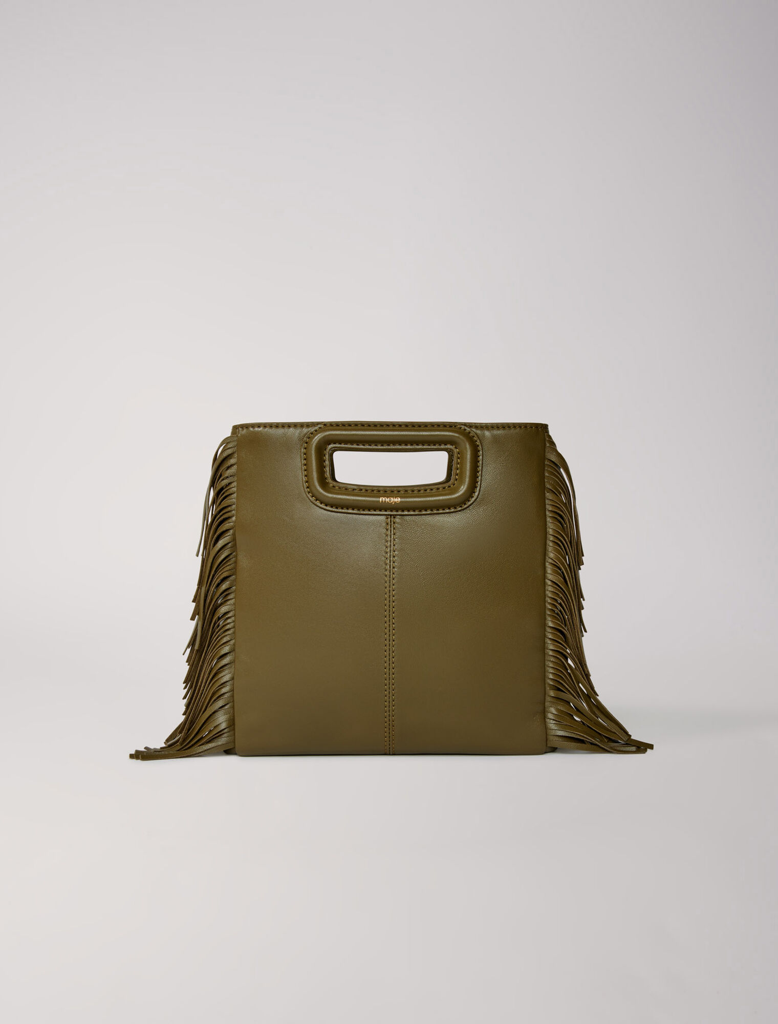 Smooth leather M bag with fringing