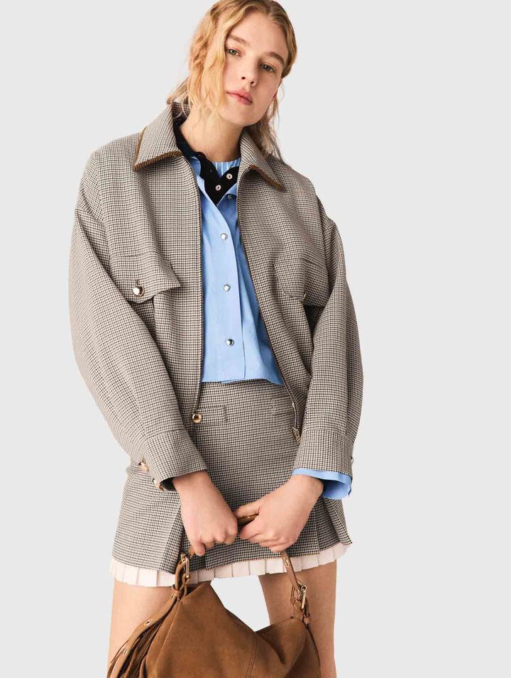 Checked bomber jacket