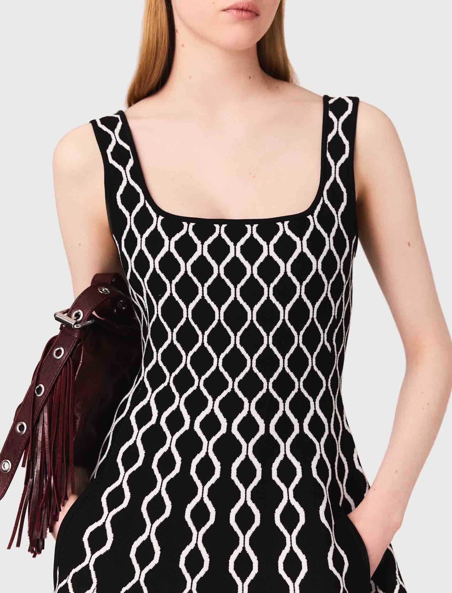 Jacquard knit midi dress Bicolor For Women | Maje
