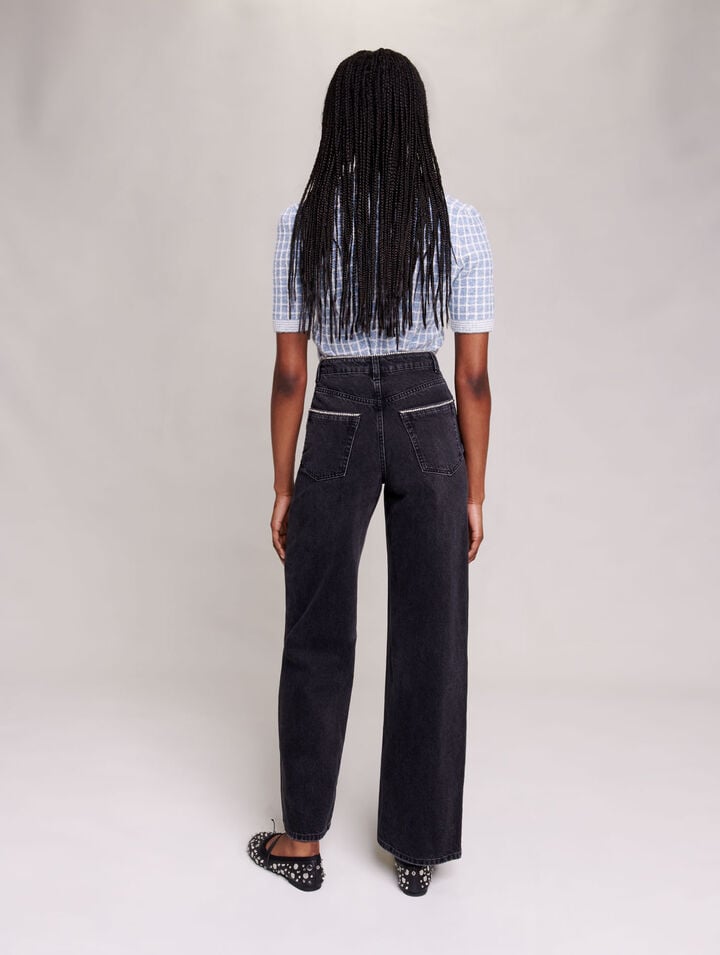 Wide-leg jeans with rhinestones