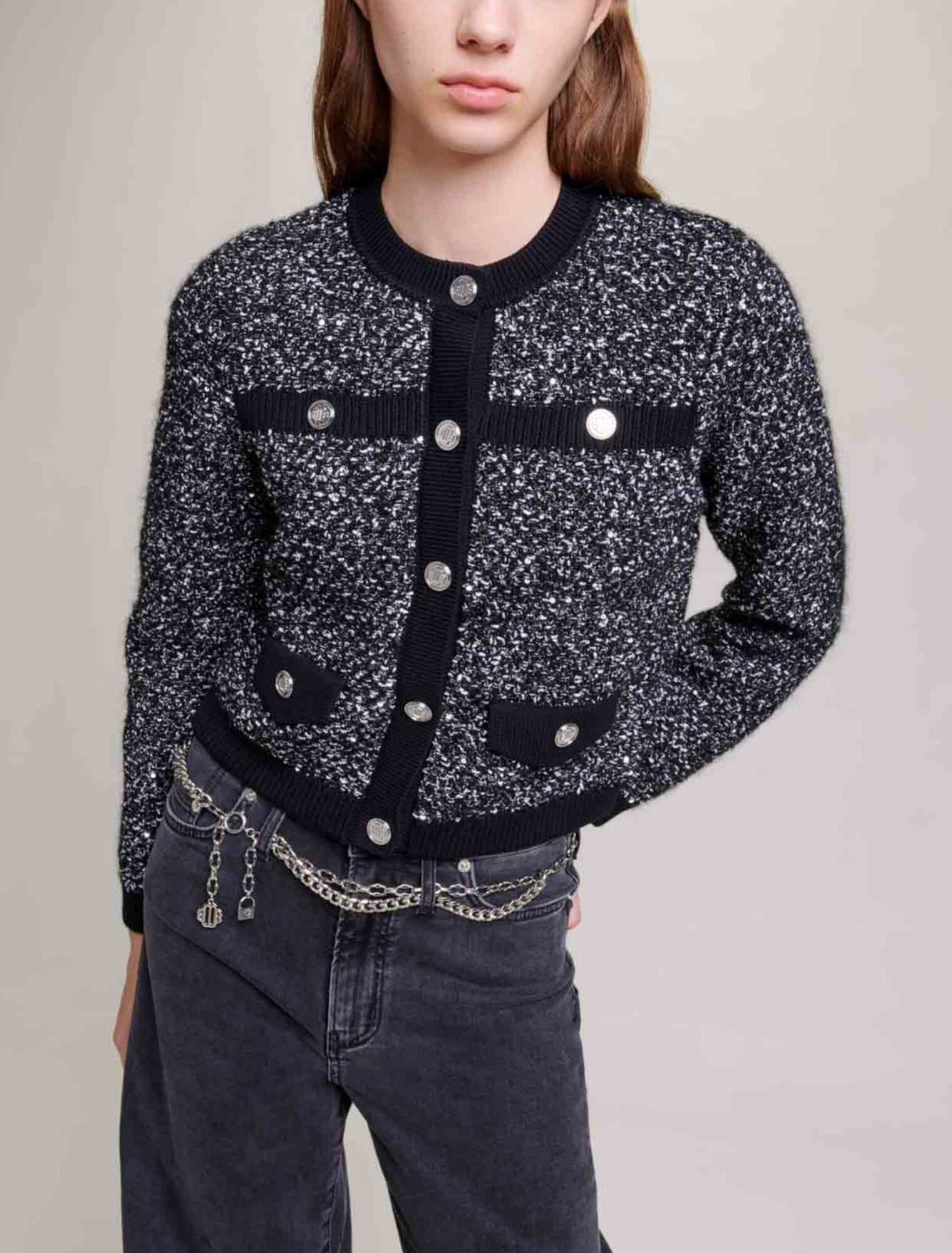Short tweed-effect cardigan