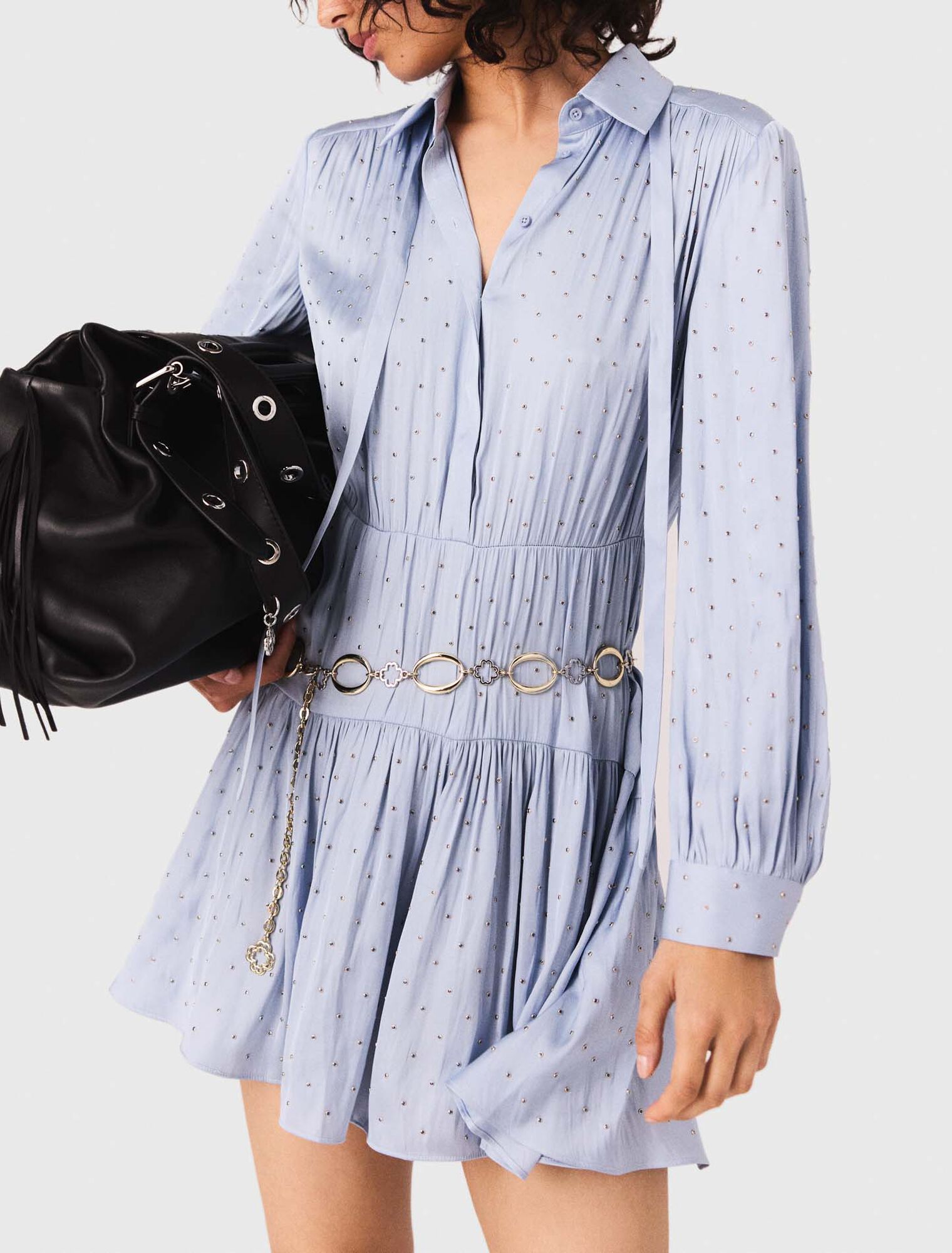 Studded flowing shirt dress